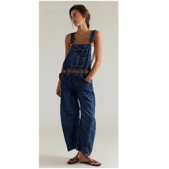 NWT Free People We The Free Good Luck Barrel Denim Overalls SIZE: Small - Picture 4 of 8